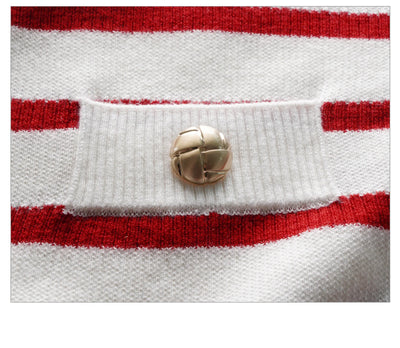 OLrain Wool Blend Striped Cardigan Women 2025 Spring Commute Embroidery V Neck Long Sleeve Chic Button Knitwear M56QZ86390