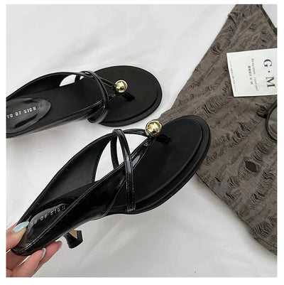 Women's Slippers Heeled Sandals Casual Flip Flops Shoes Woman 2025 Trend Summer Shallow Dress Design Pumps Clip Toe Slides Mujer