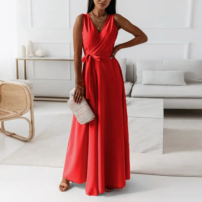 Women's Elegant Solid long dresses Casual Sleeveless High Waist Sexy Evening Formal dresses Fit And Flare Dresses For Women