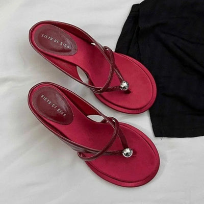 Women's Slippers Heeled Sandals Casual Flip Flops Shoes Woman 2025 Trend Summer Shallow Dress Design Pumps Clip Toe Slides Mujer