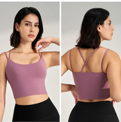 Women's sexy yoga undershirt Outdoor beautiful back training clothes Fashion sling bra Sports underwear With Coasters