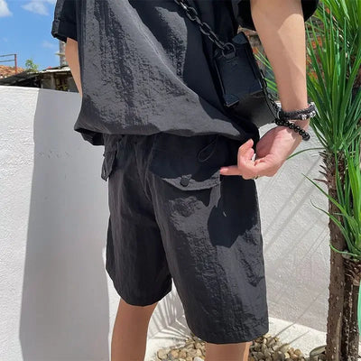 Summer Sweatsuit Sets Men Casual Hoodie T-shirt Short Sleeve Quick Dry Shorts Sports Suits Summer Outdoor Thin Cool Workwear Set
