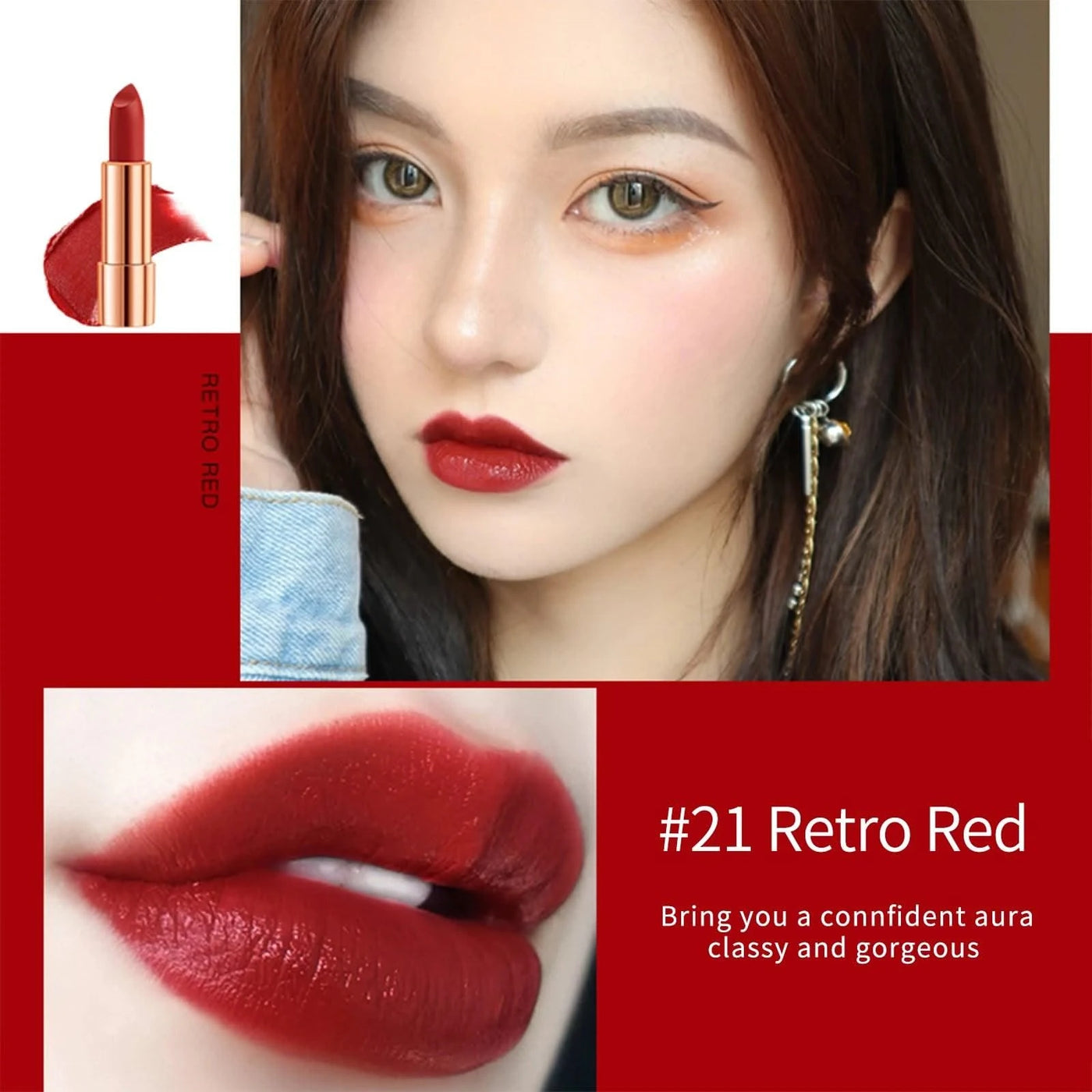 Waterproof Non-Stick Long Lasting Red Matte Lipstick Set 3 Colours