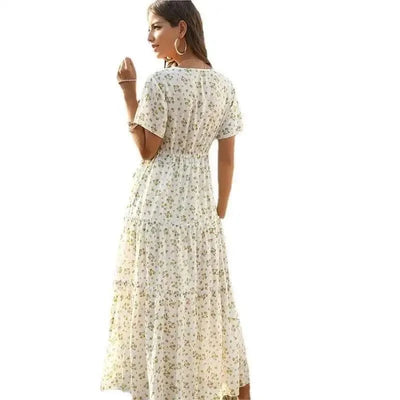 Women's Summer Ruffled Floral Bohemian Dress Exudes An Aura of Immortality 2025 Summer Dress Robe Vestido Women