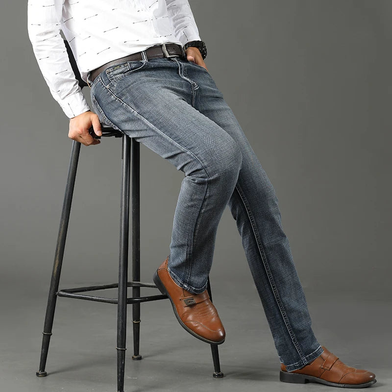 Classic Business Casual Jeans Men 2025 New Fashion Retro Slim Stretch Denim Trousers Male High Quality Luxury Pants Men Clothing