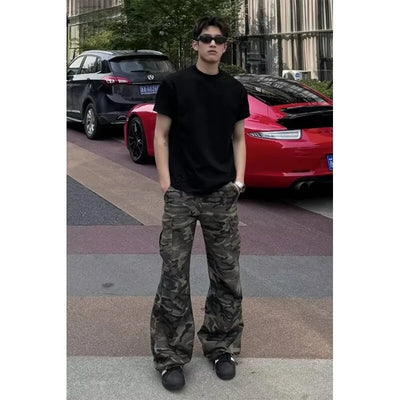 Simple Straight Trousers for Men Camouflage Pants New Casual Pants Man Lazy Comfortable New Literature and Art Trend