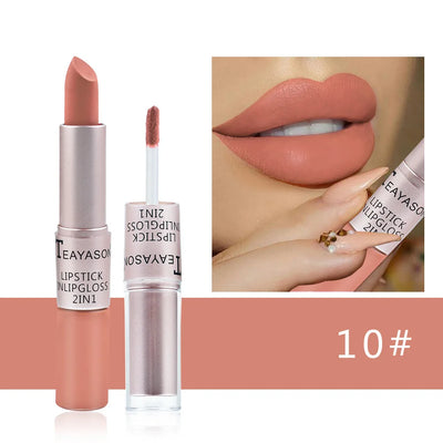 1PC Pink Lipstick Sexy Lip Gloss 2 In 1 Lip Tint Waterproof Long -Lasting Moisture Red Lip Matte Lipstick Make-Up For Women