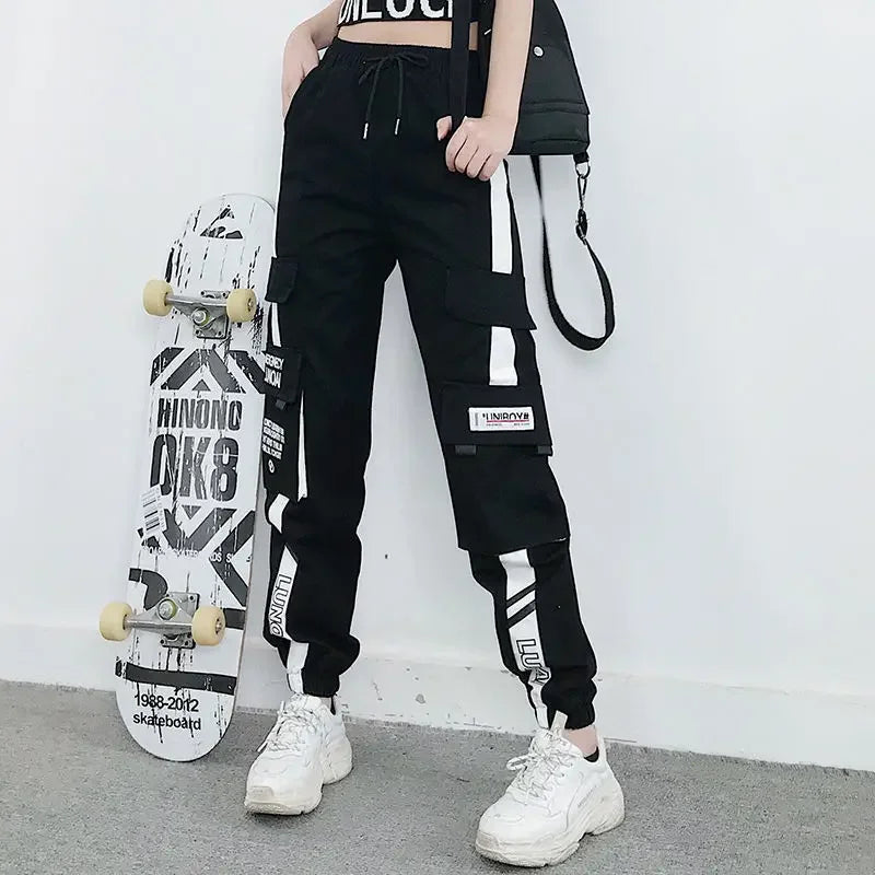 New Big Pockets Cargo Pants Women Ankle-length High Waist Drawstring Loose Streetwear Hip Hop Versatile Joggers Trousers Female