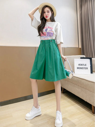 Shorts for Women Culotte Half Wide Knee Length High Waist Skirt Pants Mid Short Woman Bermuda Designer Wholesale Casual Design