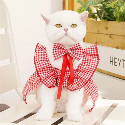 Pet Dog Clothes for Small Dogs Summer Dog Dress Fashion Print Puppy Princess Skirt Cute Flying Sleeve Cat Dress Pet Dog Costumes