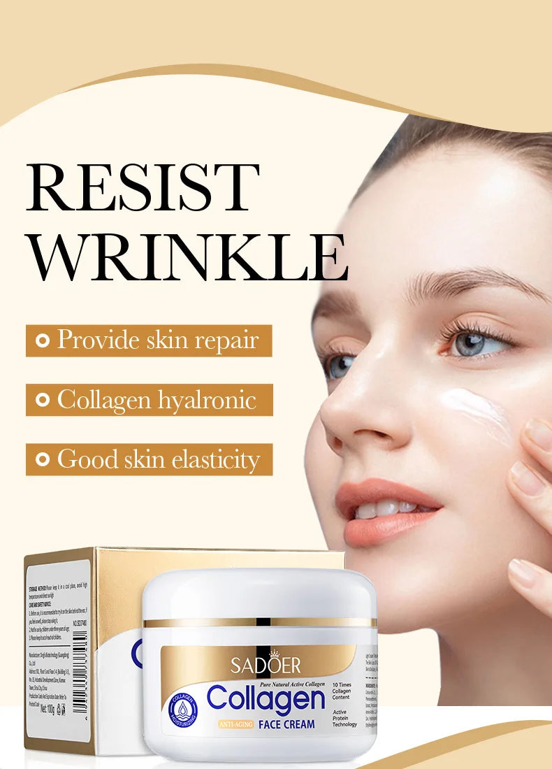 SADOER Collagen Firming Face Cream Skincare Moisturizing Hydrating Face Creams Faical Cream Beauty Face Skin Care Products