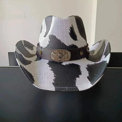 New Lake Blue Western Cowboy Straw Hat 2024 Spring and Summer New Outdoor Sun Hat Men's and Women's Cowboy Hat gorras