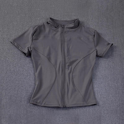 Women sport wear Slim Fit Polyester Quick-drying Full Zip Outdoor Fitness Running Tights Short Sleeves Women's Yoga Wear