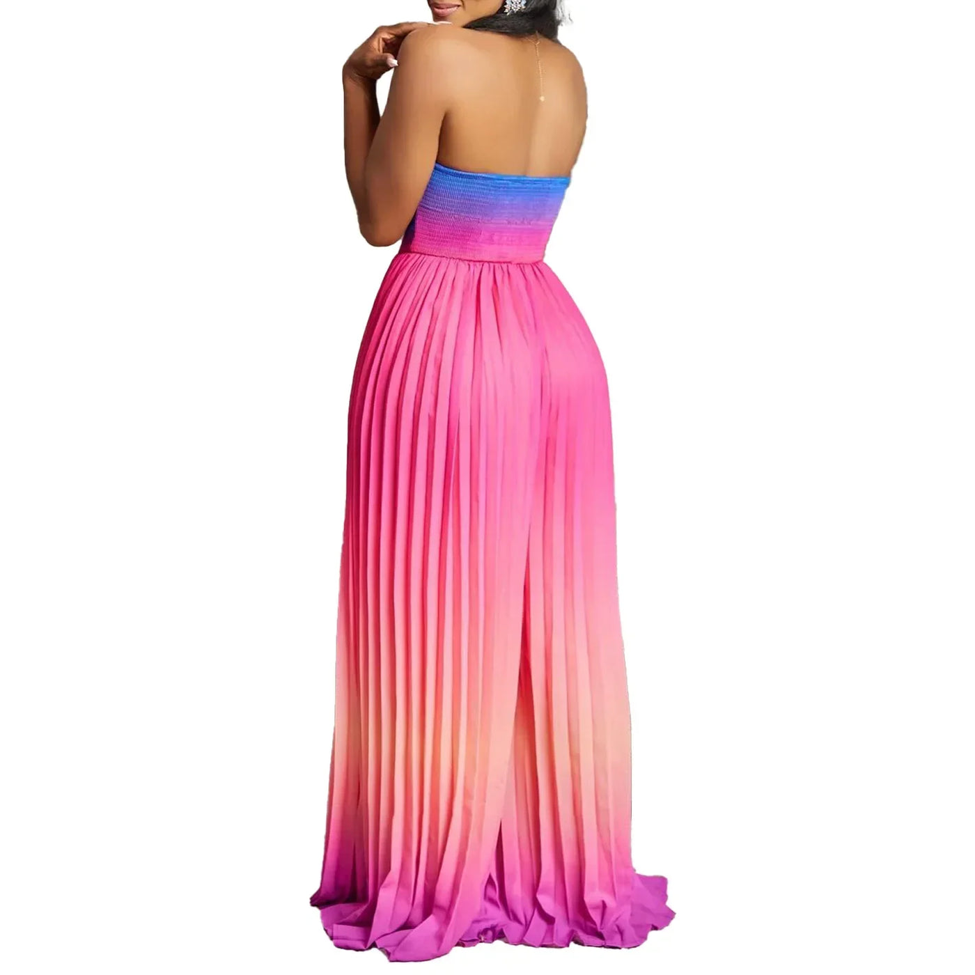 Gradient Color Women Jumpsuits For Summer Sleeveless Bandage Loose Fashion Streetwear Overalls Wide Leg Pants Trousers 2024