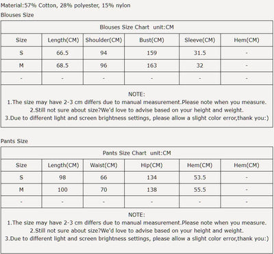 2025 Women Spring Two Pieces Suits Long Sleeve Cotton Blouses With Long Pants Wide Leg Two Pieces Sets Boho Suits Ladies Outfits