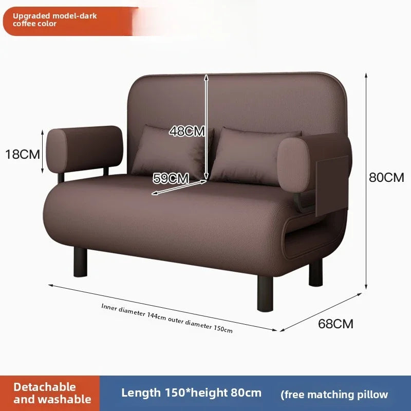 Sofa bed folding dual-purpose small apartment living room Internet celebrity telescopic bed single balcony