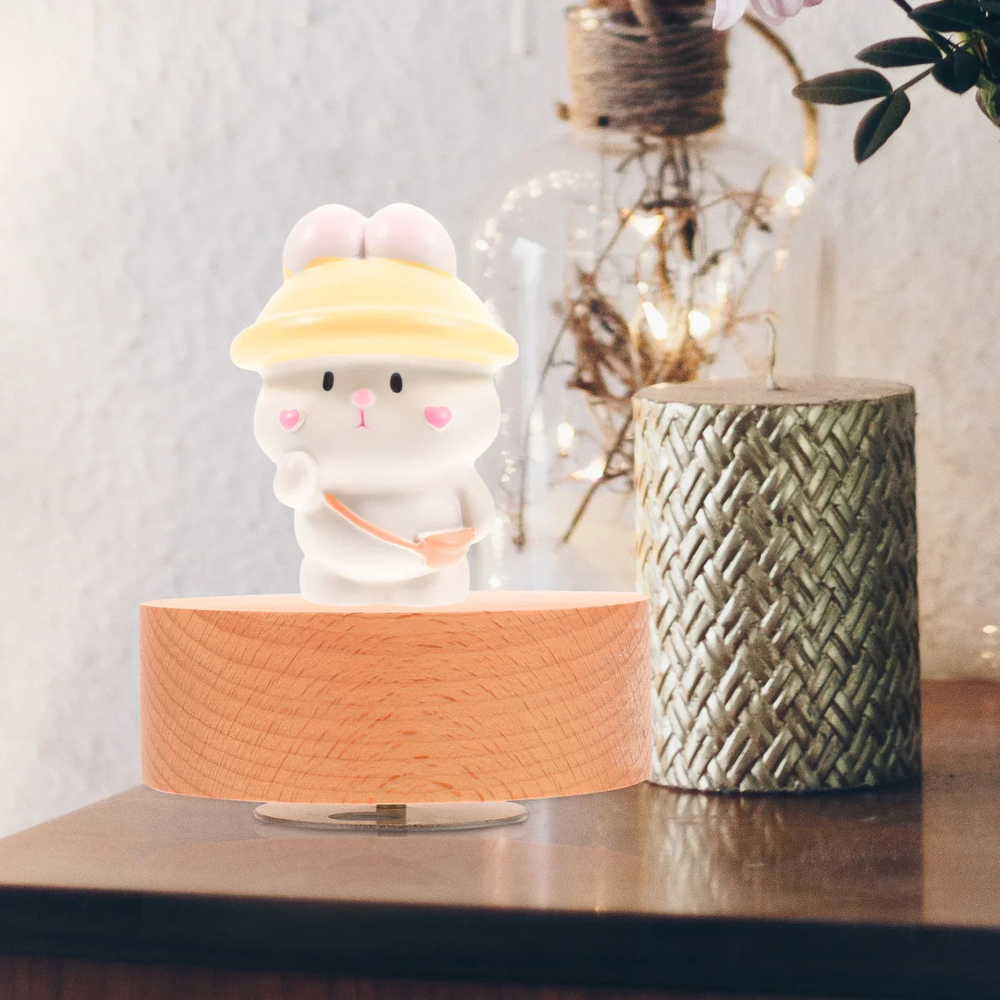 100Mm Wooden Rotating Music Box Base Diy Musical Box Accessory Replacement Part Craft Home Decor Gift Round Spinning Music Box