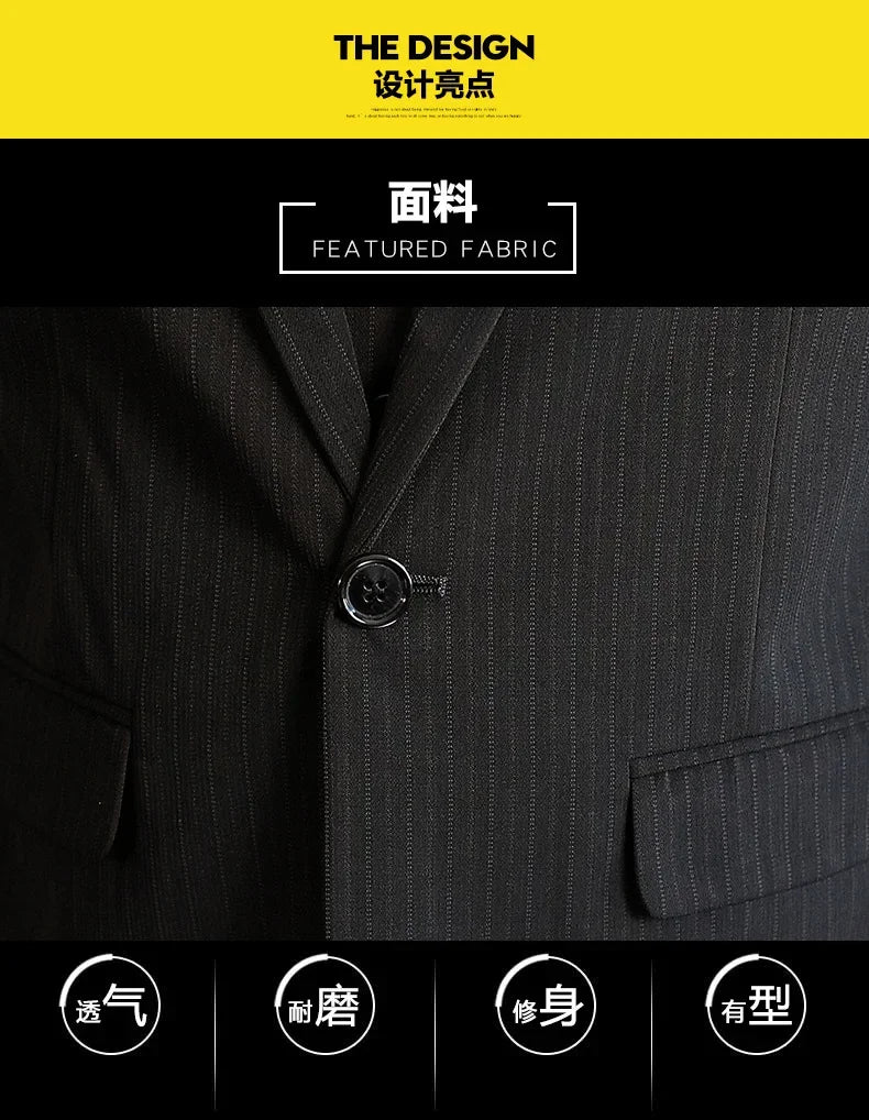 Suit (Blazer+ Vest + Trousers +) Men's Fashionable Business Solid color Gentleman's Wedding Workwear Casual Performance Suit