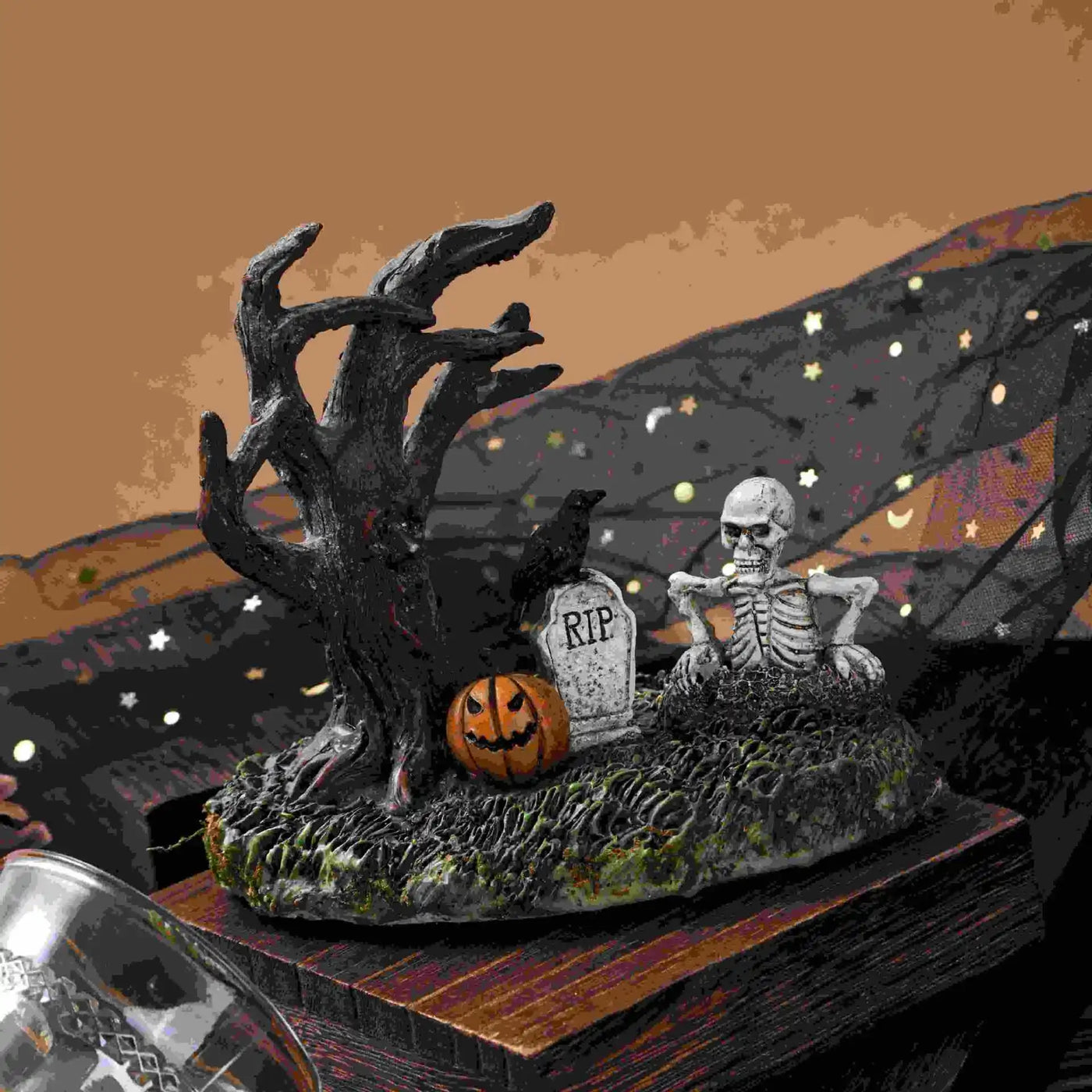 New Halloween Decoration Landscape Resin Ornaments Creative Ghost Festival Withered Tree Home Desktop Decor