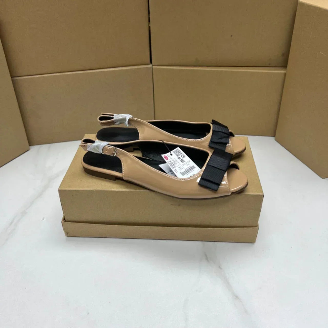 Fashion Shoes for Women 2025 Comfortable Shallow Female Footwear Peep Toe Slingbacks Back Strap Casual Slip on Ladies Flats