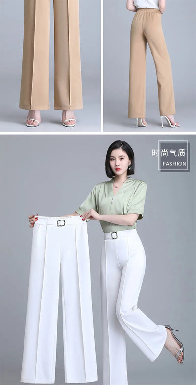 High Waist Wide Leg Pants Women Spring Autumn New Drop Feel Relaxed Straight Suit Pants Fashion Wild Casual Trousers White Black