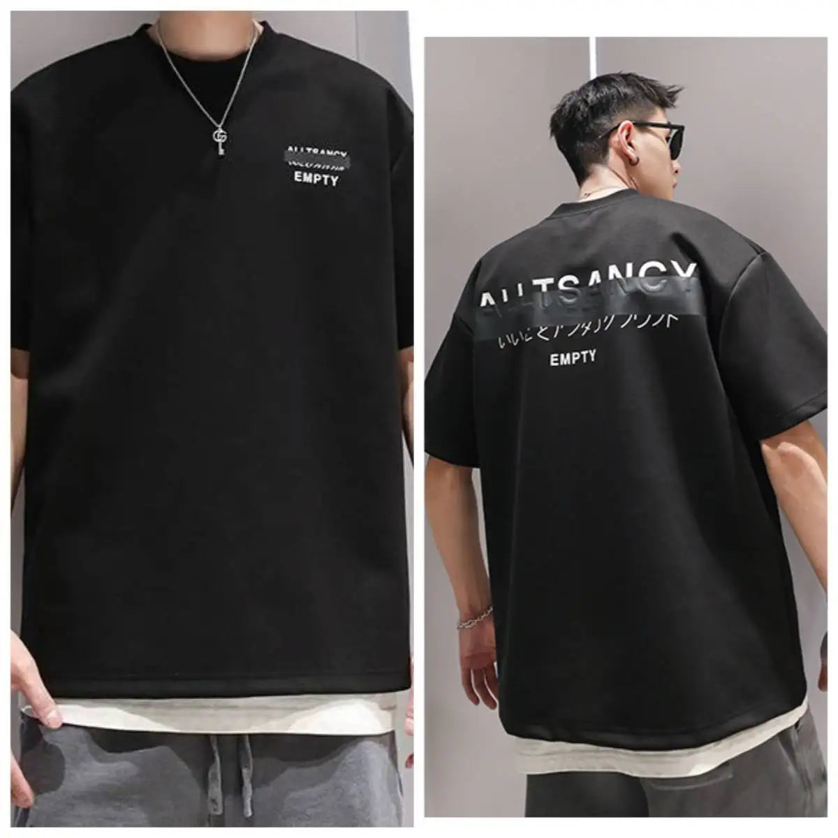 Trendy brand printed short-sleeved T-shirts for men and women, new casual loose round-neck heavyweight T-shirts