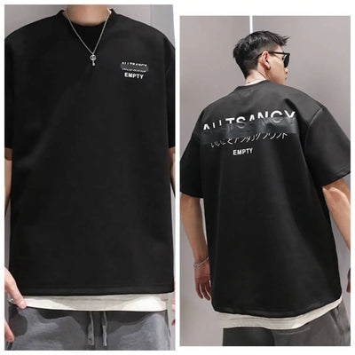 Trendy brand printed short-sleeved T-shirts for men and women, new casual loose round-neck heavyweight T-shirts