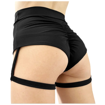 Sexy Hot Pants For Women Yoga Clothes Garters Solid High Waisted Athletic Shorts Buttocks Peach Pleated Butt Crack Sport Shorts