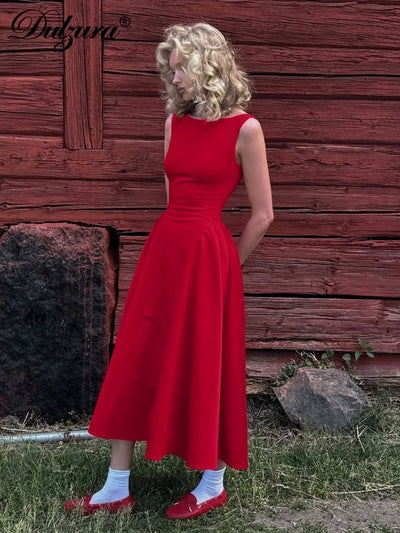 Dulzura Sexy Elegant Midi Dress Backless Solid Ruched Women Luxury Dresses Lady Evening Party Birthday Club Summer Y2K Clothes