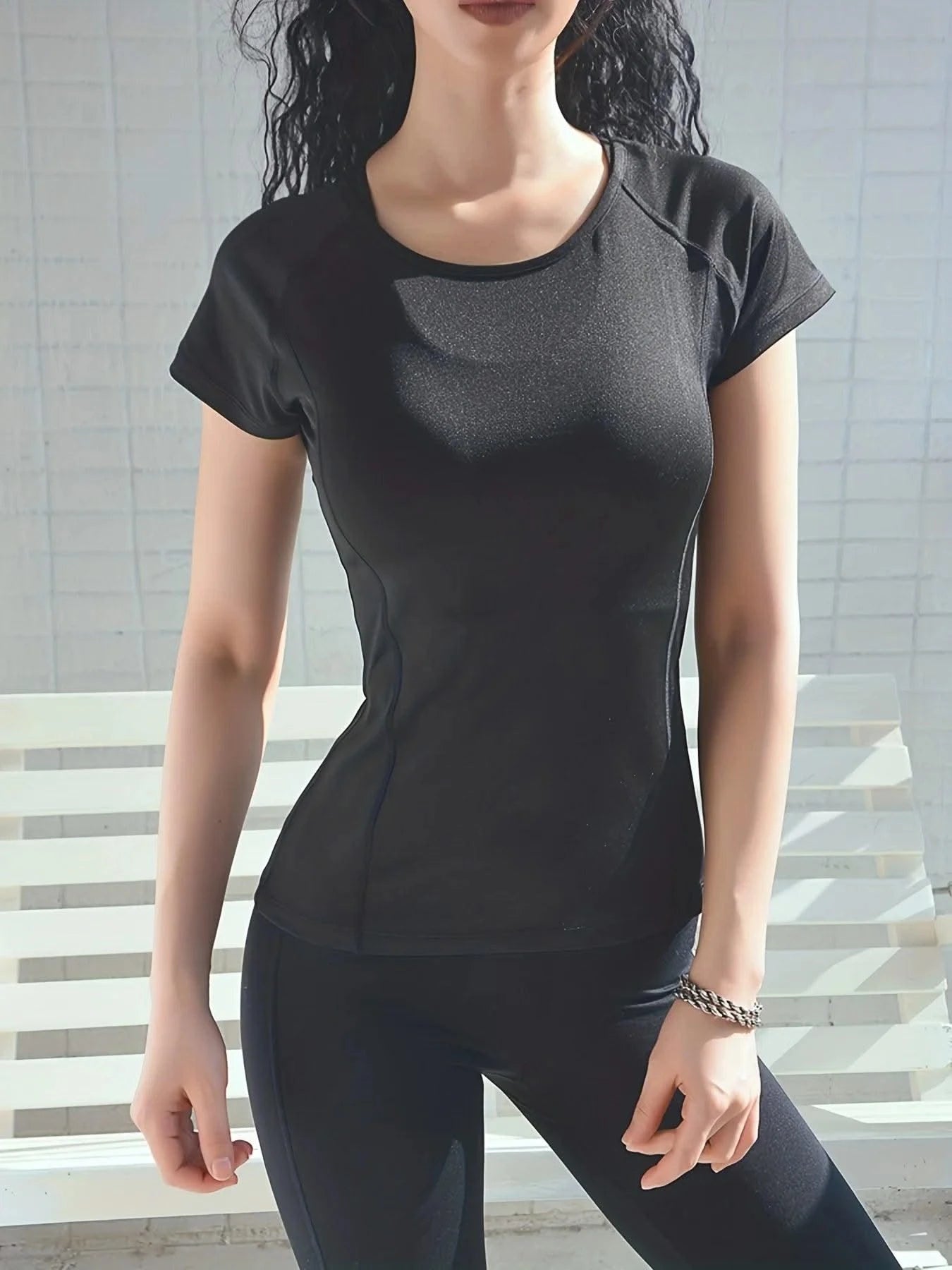 Sports T-shirt women summer breathable sexy beauty back fitness wear quick dry
