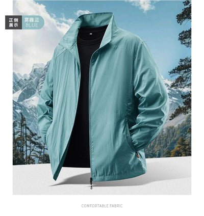 Summer Sunscreen Jacket Men's Casual Quick Dry Breathable UV Coat Outdoor Cycling Camping Fishing Lightweight Skin Windbreaker