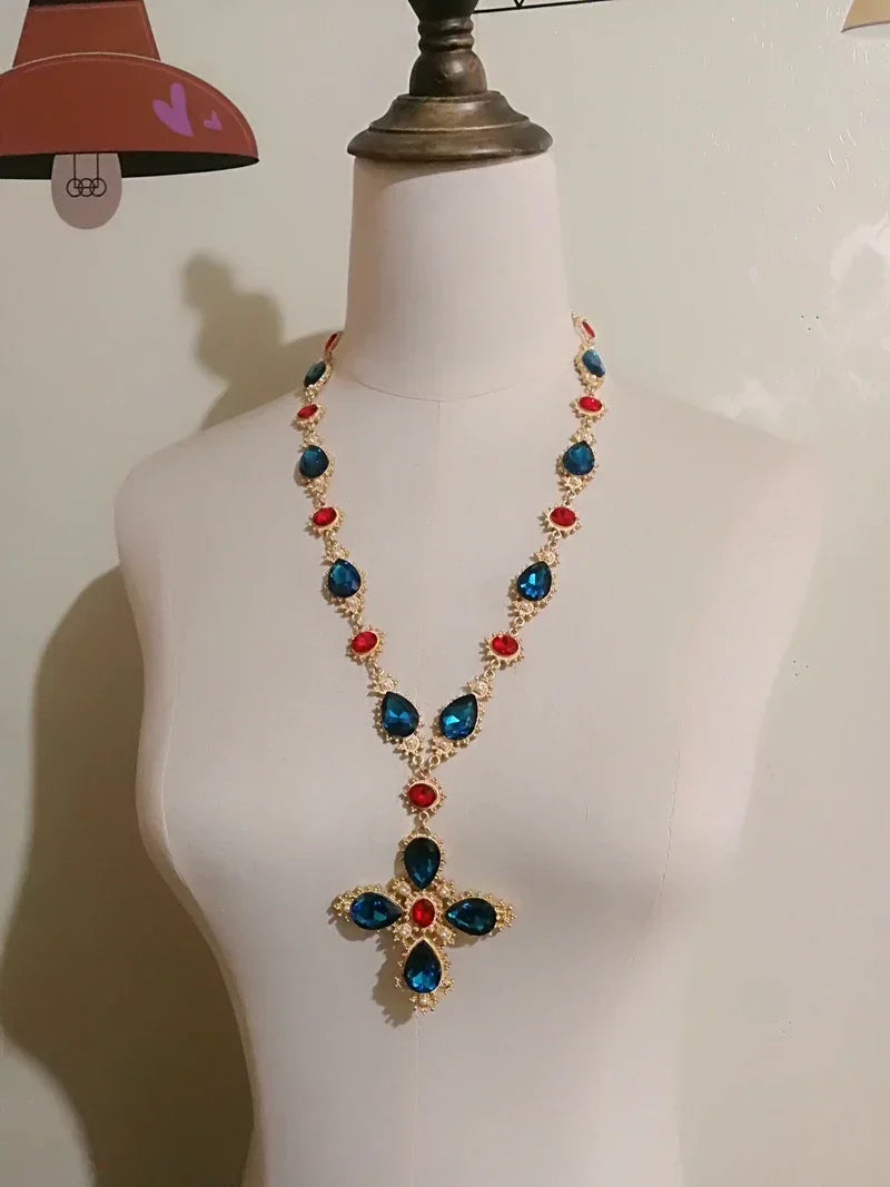 Luxury Crystal Statement Choker  Cross  Necklaces for Women Accossery Party Jewelry