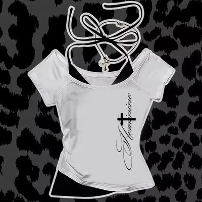 Punk Tops Women Clothes Streetwear Aesthetic Sexy Backless Gothic Grunge Femme Camis Vintage Graphic Tee Emo Girl Y2k Crop Top