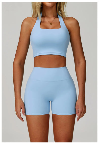 Women Breathable Sports Bra Absorb Sweat Shockproof Padded Gym Bta Running Fitness Bra Yoga Sports Bras Hanging Neck Underwear