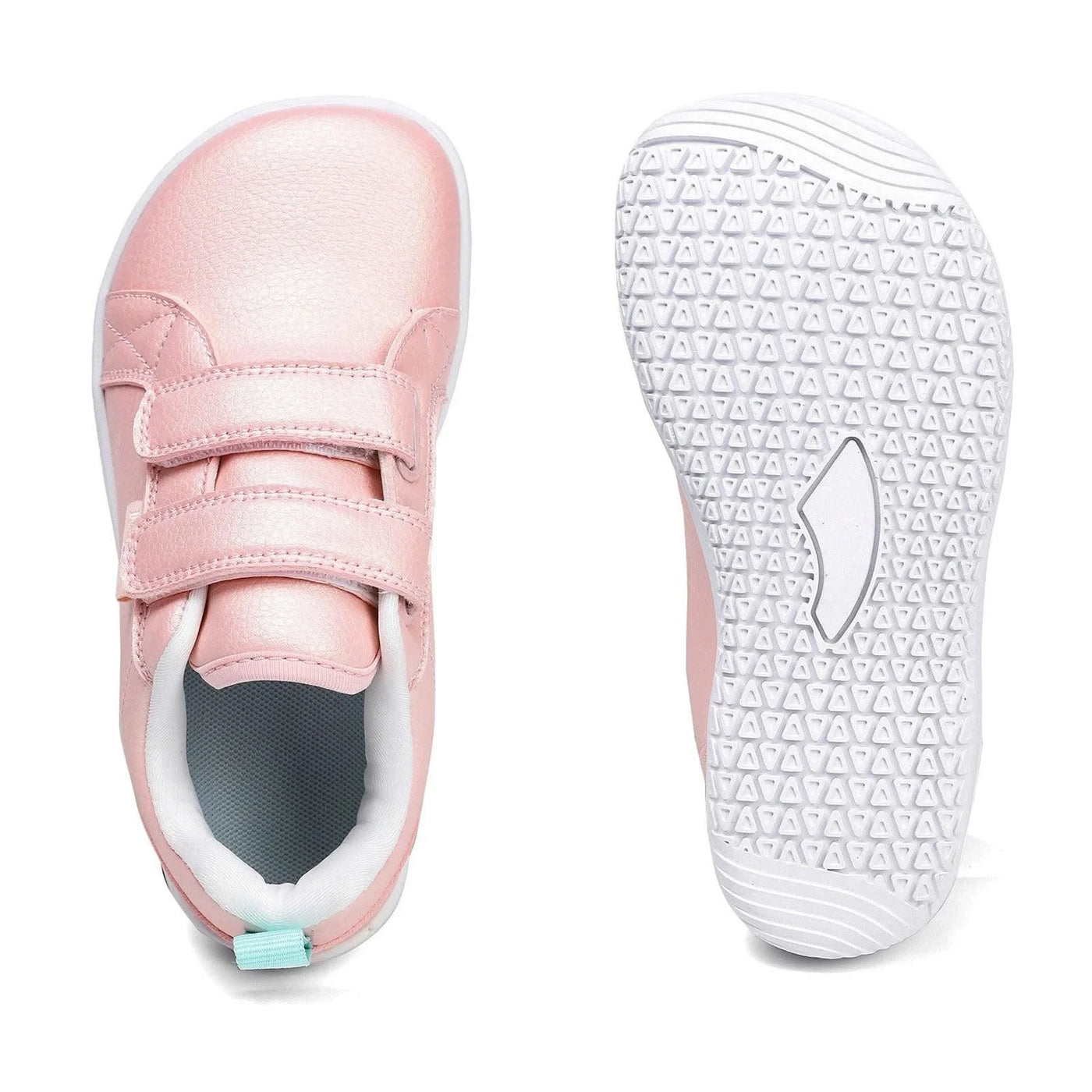 Kids Lightweight Hook Loop Artificial Leather Walking Shoes | Boys Girls Wide Toe Minimalist Fashion Flat Sneakers