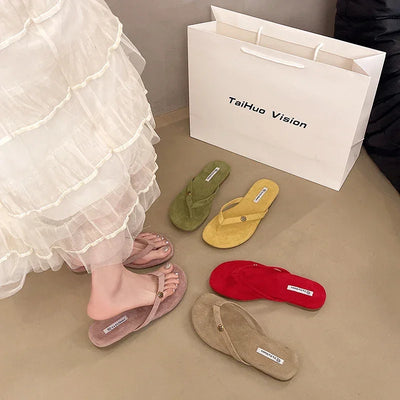 Luxury Designer Woman Flat Slippers Woven with Comfortable Women's Shoes Casual Bottom Slippers 2025 New Summer Women Sandals