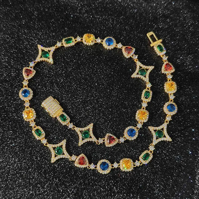 Luxury Necklaces 18k Gold Plated Rainbow Zircon Necklace Trendy Clavicle Chain Fashion Jewelry For Women Birthday Gift