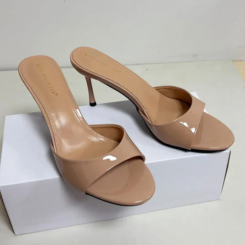 Slip On Ladies Stiletto Heels Shoes New In Summer Spring Luxury Female Slides Footwear Fashion Round Toe Women Heels Pumps Shoes