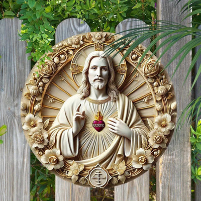 Thickened Round Wall Art: Intricate Floral Design with Halo Detail | Indoor/Outdoor Decor