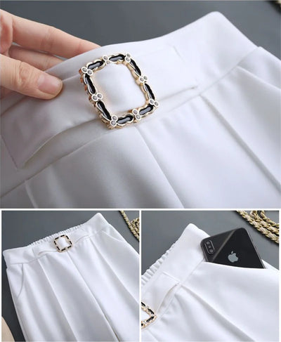 High Waist Wide Leg Pants Women Spring Autumn New Drop Feel Relaxed Straight Suit Pants Fashion Wild Casual Trousers White Black