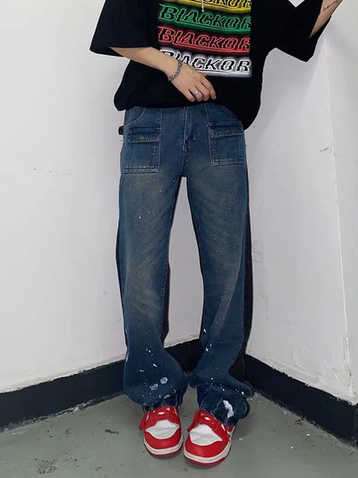 2023 Kanye Y2K Streetwear Baggy Ripped Jeans Pants Men Designer Clothes Washed Blue Straight Hip Hop Denim Trousers Ropa Hombre