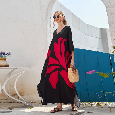 Plus Size L-5XL Bohemian Women Maxi Dress 2023 Autumn Printed Casual Shirt Party Vestidos Loose Sundress