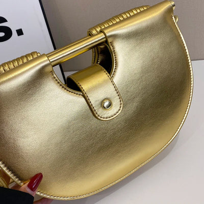 Handbags for Women 2025 New Gold Luxury Designer Brand Handwoven Noodle Bags Rope Knotted Pulled Half Moon Silver Evening Clutch