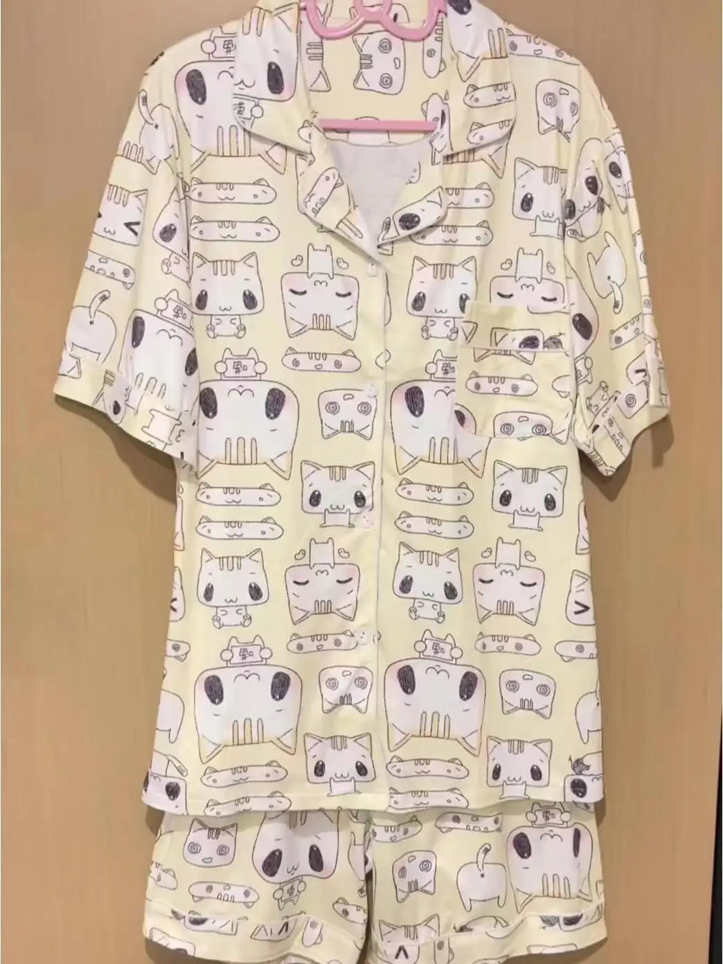Women's Sleepwear Lounge Pajama Sets Summer Cartoon Print Cute Loose Pajamas Set Home Clothes Short Sleeves Top and Shorts Set