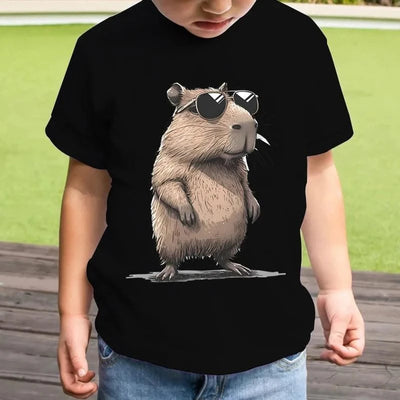 Cartoon 3D Capybara Print Kids Clothes Boys Tshirt Short Sleeve Children Summer Clothes Casual Harajuku Girl Clothes O-Neck Tops