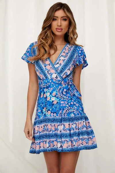 Elegant Women's Dresses Summer Bohemian Dress Vestidos Curtos Mujer Kadın Elbisesi Yazlık Kısa Elbiseler Midi Elbiseler Robe Ete