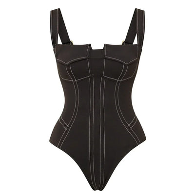 FLAXMAKER Pockets One Piece Swimsuit and Pants Women Swimwear Bodysuit Dress