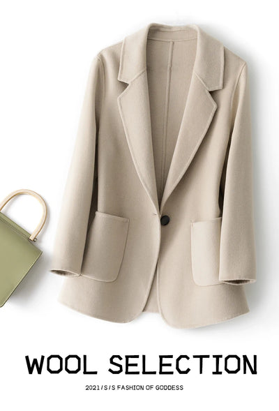 2023 New Women's Coat Pure Wool Plaids and Tweedst Fashion Camel Women's Coat Elegant Trench Coat
