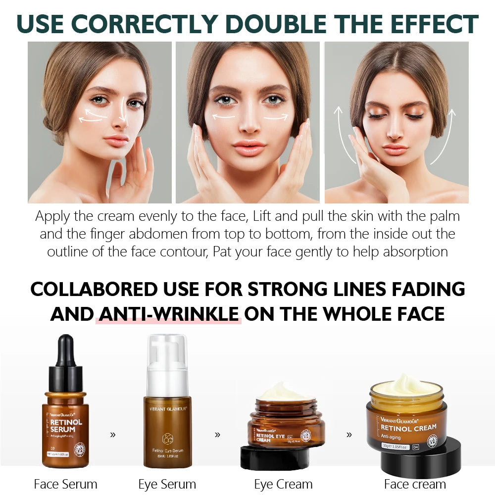 Retinol Face Cream and Eye Serum Firming Lifting Anti-Aging Wrinkle Reduce Wrinkle Fine Lines Facial Skin Care Product