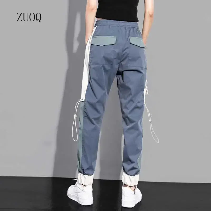 New Big Pockets Cargo Pants Women Ankle-length High Waist Drawstring Loose Streetwear Hip Hop Versatile Joggers Trousers Female